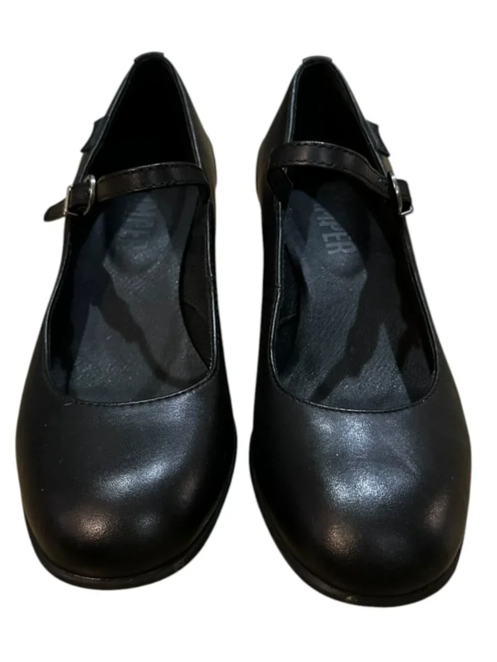 Camper Katie Black Leather Mary Janes Sandals for Women
